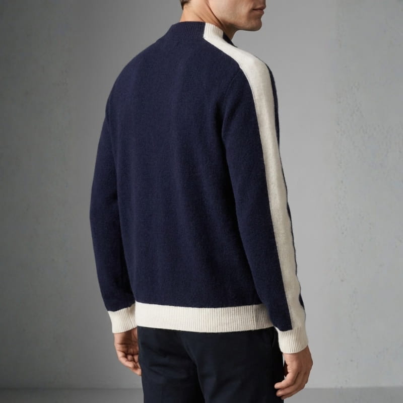 Elly Men’s Cashmere Jacket – Lightweight Zip-Up with Contrast Sleeve Detail