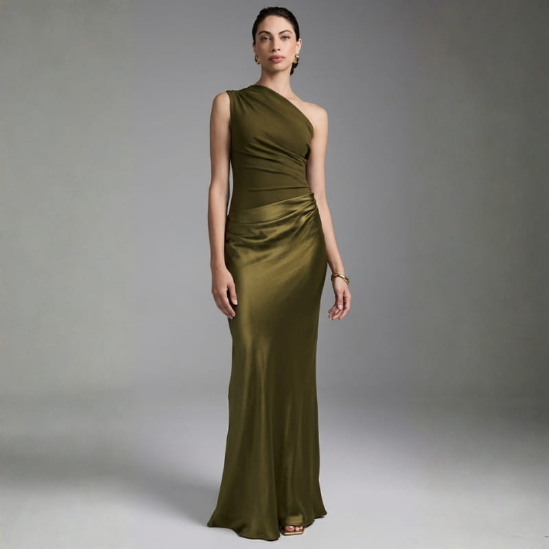 Danica One-Shoulder Satin Maxi Dress – Elegant Evening Dress