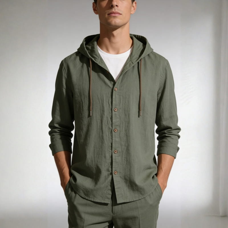 Mariano Cotton-Linen Hooded Shirt – Lightweight Breathable Casual Top