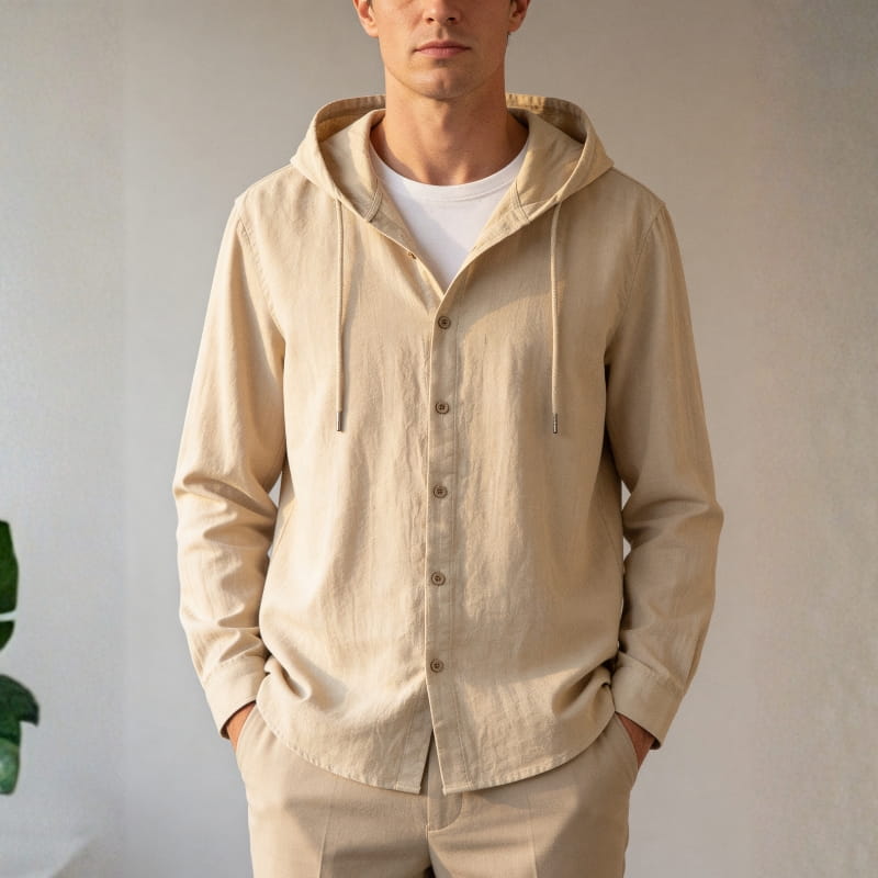 Mariano Cotton-Linen Hooded Shirt – Lightweight Breathable Casual Top