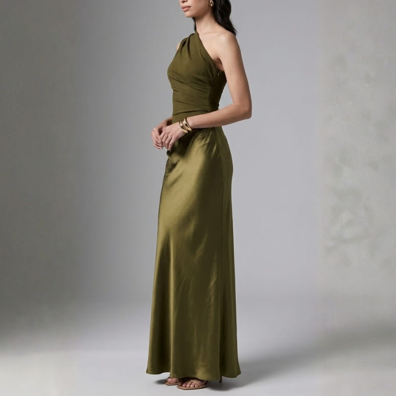Danica One-Shoulder Satin Maxi Dress – Elegant Evening Dress