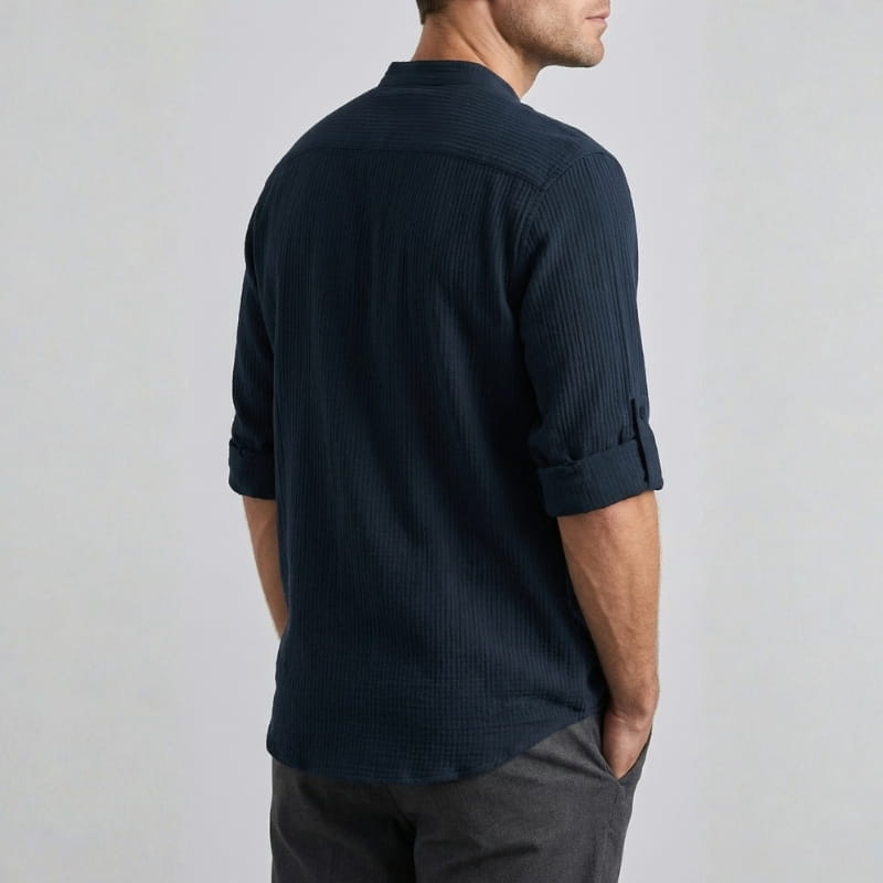 Callen Textured Cotton Henley Shirt – Relaxed Fit Casual Shirt