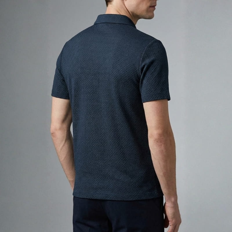 Steven Modern Performance Textured Polo – Breathable Stretch Comfort Shirt