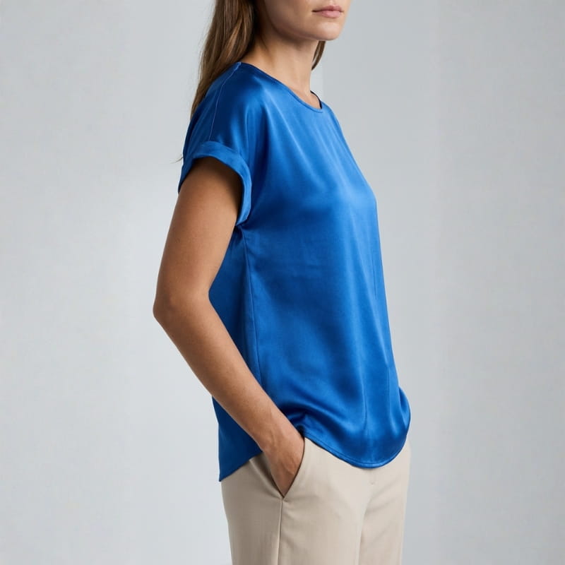 Elara Satin - Elegant V-Neck Blouse