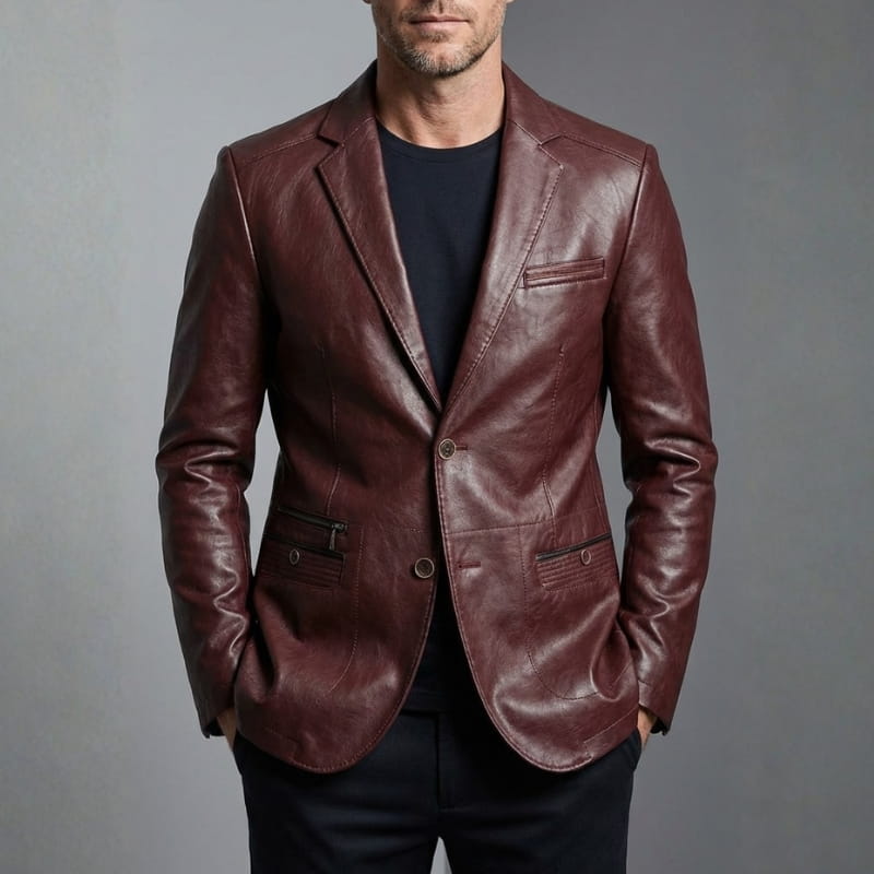 Alessio Genuine Leather Blazer – Premium Soft Structured Casual Jacket