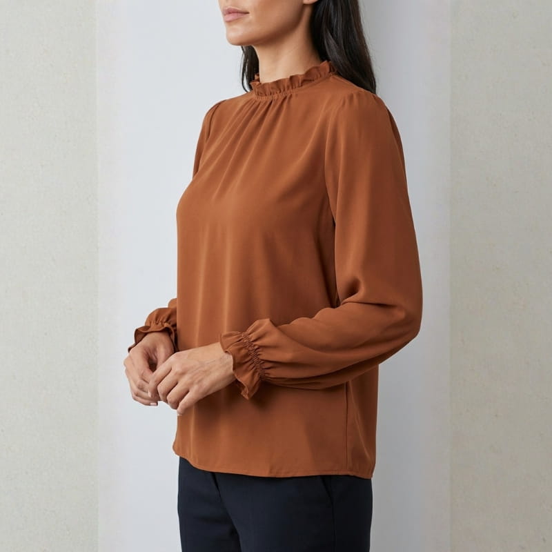 Katarina Ruffle Collar Blouse – Puff Sleeve Top