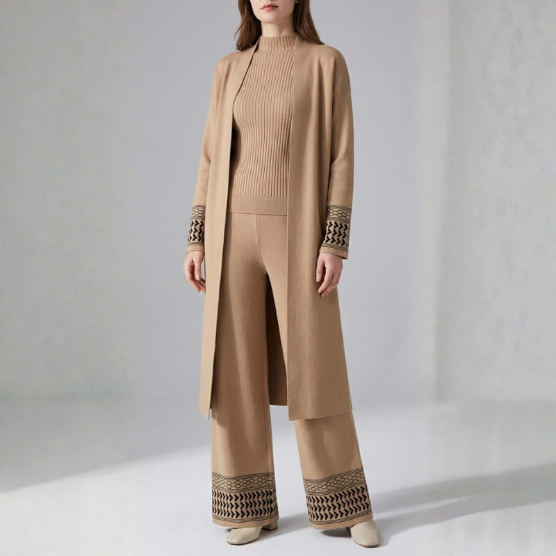 Giuliana Women's 3 Piece Lounge Set – Soft Viscose Wide Leg Pants Cardigan and Top