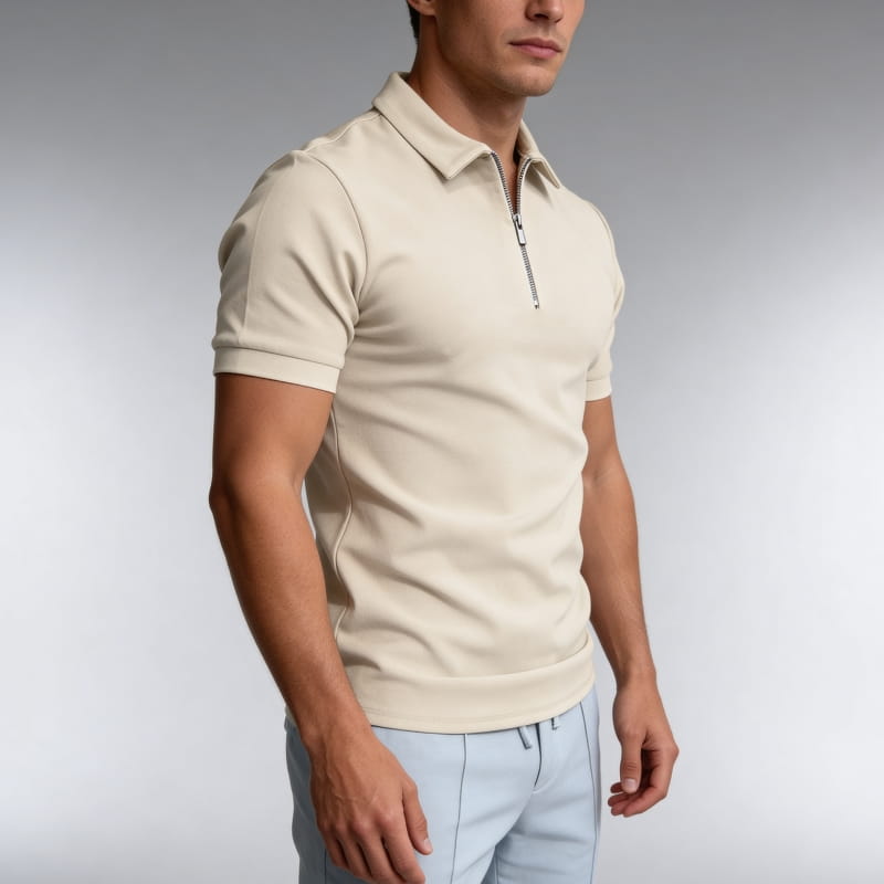 Brion Cotton Blend Half-Zip Polo Shirt – Lightweight Versatile Performance Top
