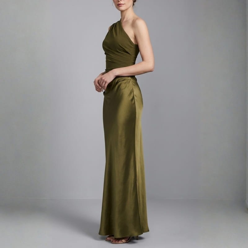 Danica One-Shoulder Satin Maxi Dress – Elegant Evening Dress