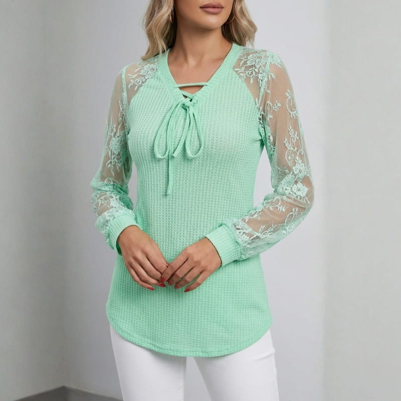 Lysandra Intricate Floral Lace Knit Blouse – Premium Knit Blouse for Seasonal Wear