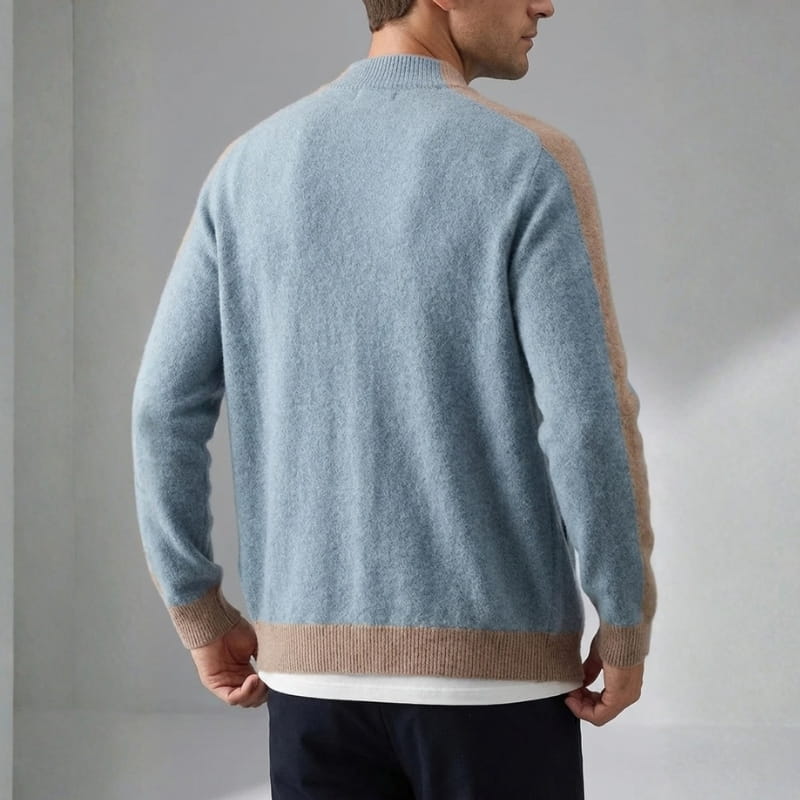 Elly Men’s Cashmere Jacket – Lightweight Zip-Up with Contrast Sleeve Detail