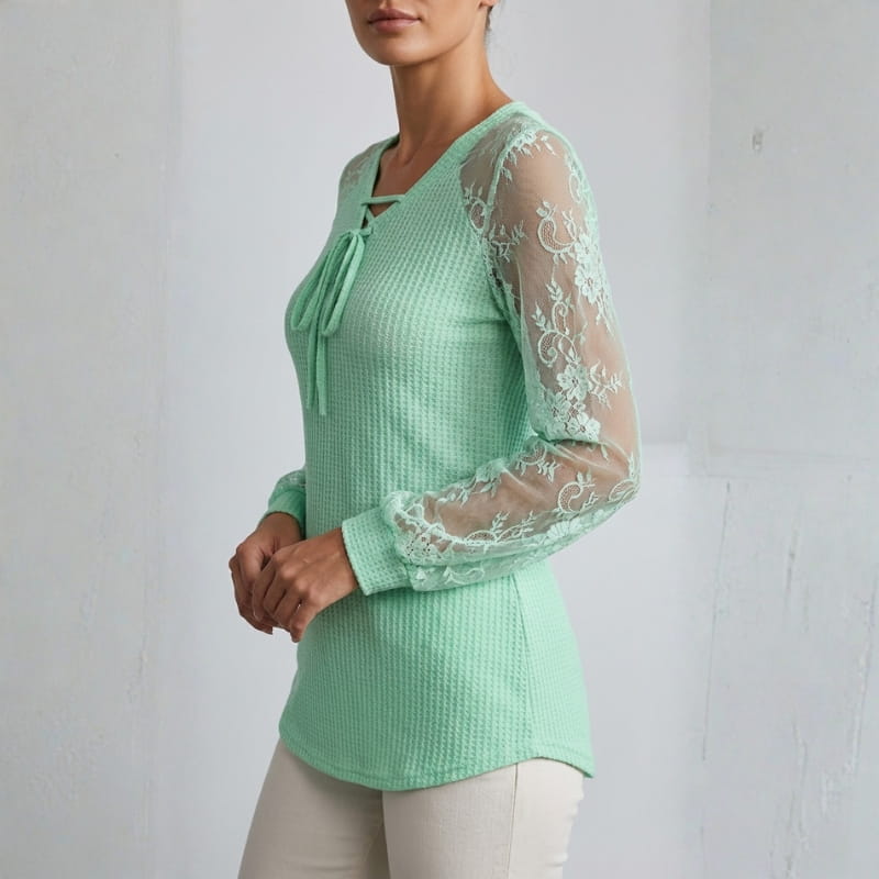 Lysandra Intricate Floral Lace Knit Blouse – Premium Knit Blouse for Seasonal Wear