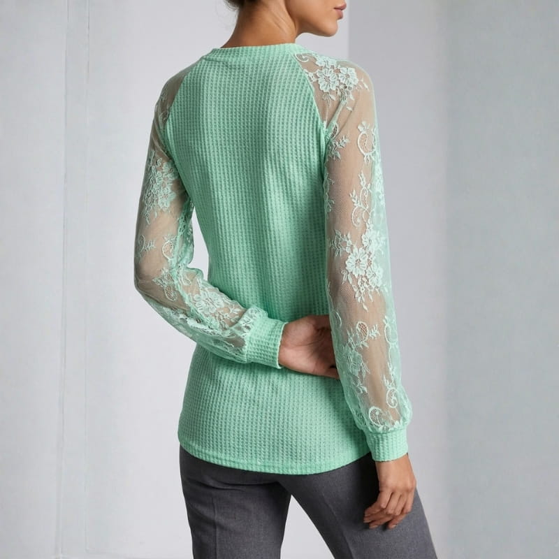 Lysandra Intricate Floral Lace Knit Blouse – Premium Knit Blouse for Seasonal Wear
