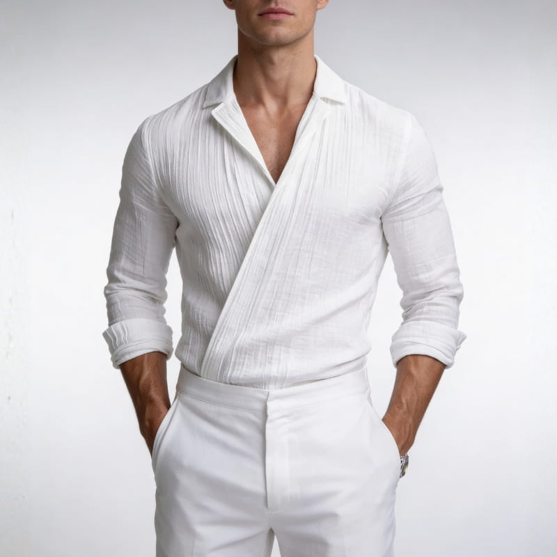 Zachary Cotton-Linen Wrap Shirt – Lightweight European Dress Shirt