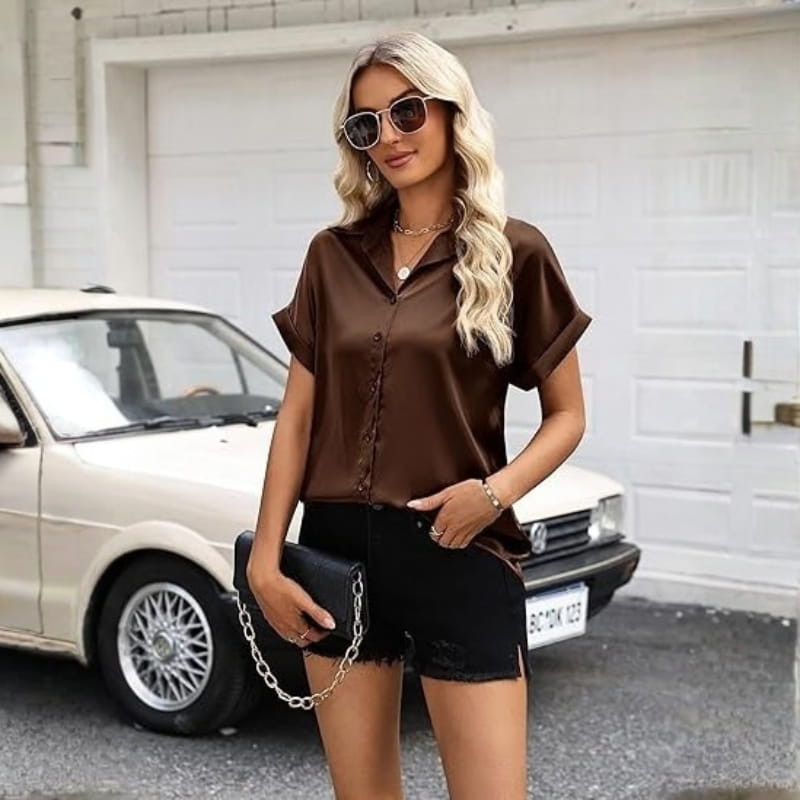 Seraphina Luxe: Premium Silk-Finish Satin Blouse