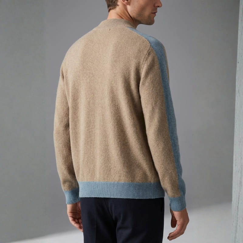 Elly Men’s Cashmere Jacket – Lightweight Zip-Up with Contrast Sleeve Detail