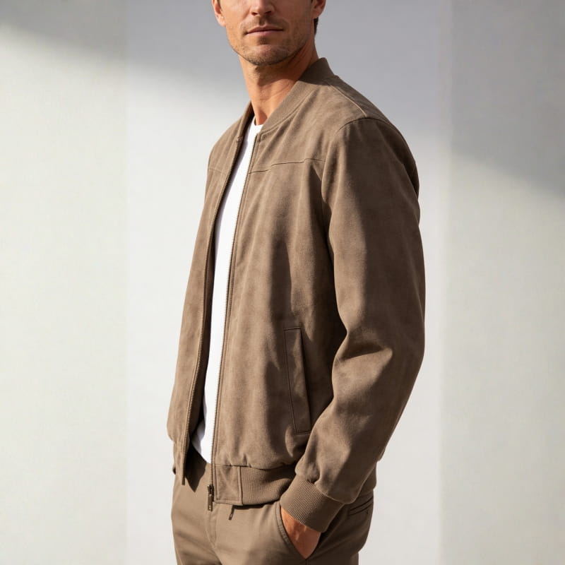 Matteo Woven Cotton Bomber Jacket – Lightweight Casual Jacket