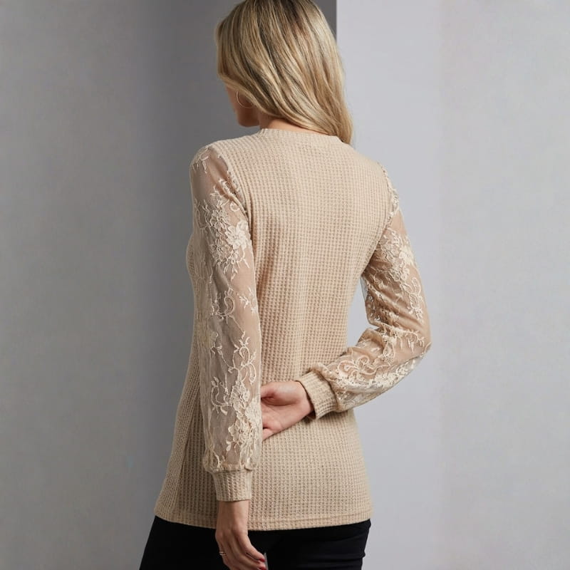 Lysandra Intricate Floral Lace Knit Blouse – Premium Knit Blouse for Seasonal Wear