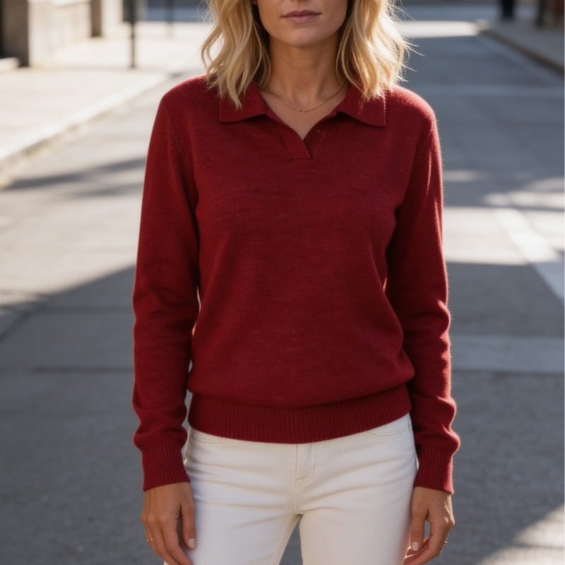 Esmé Soft Stretch Knit Polo Collar Sweater – Everyday Comfort Pullover