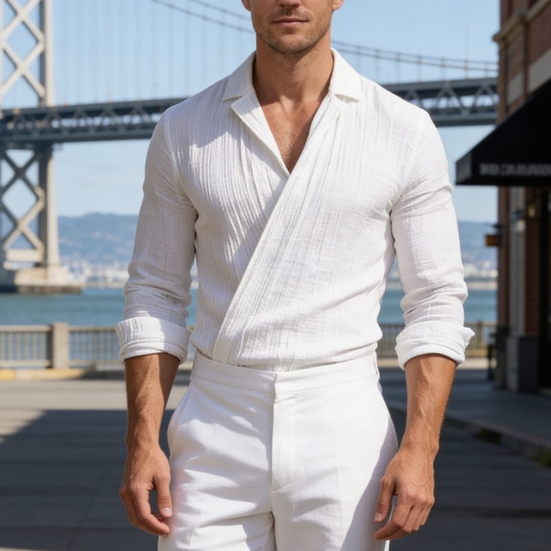 Zachary Cotton-Linen Wrap Shirt – Lightweight European Dress Shirt