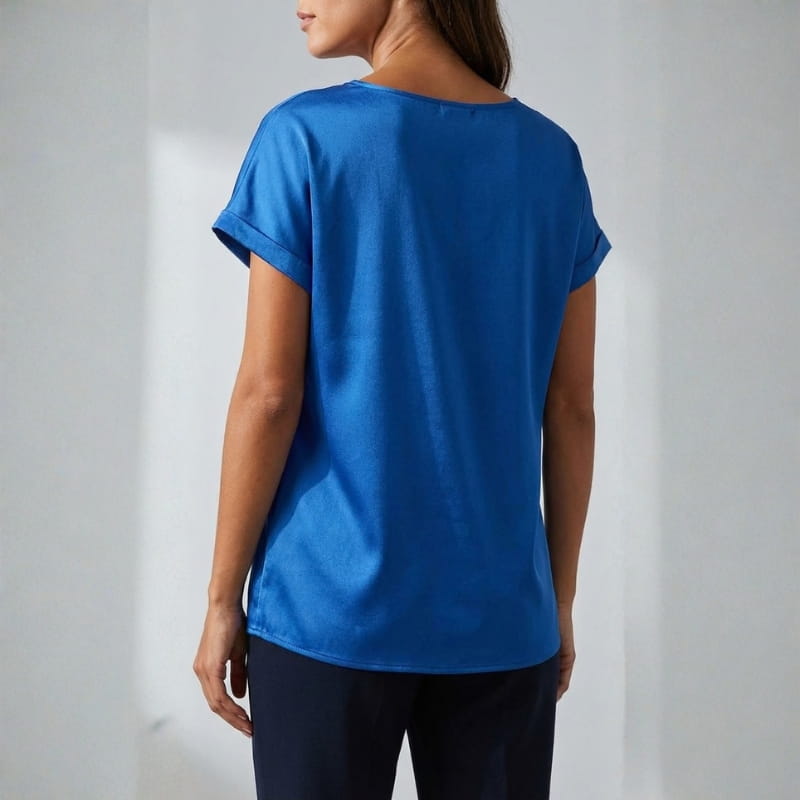 Elara Satin - Elegant V-Neck Blouse