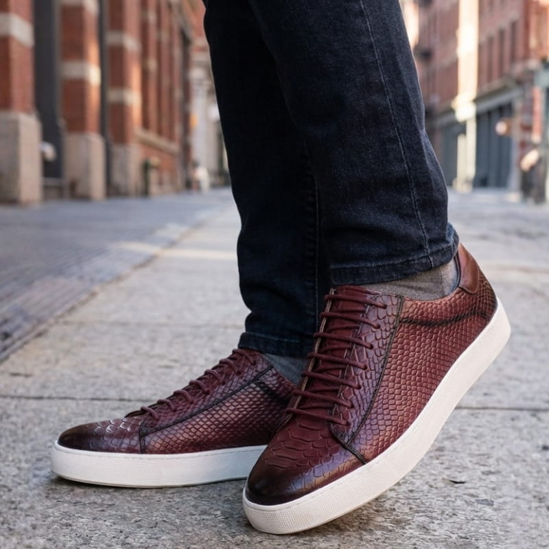 Vincenzo Croc-Embossed Leather Sneakers – Premium Casual Sneakers