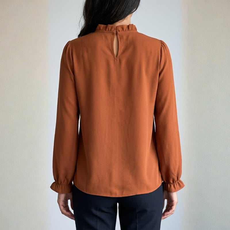 Katarina Ruffle Collar Blouse – Puff Sleeve Top