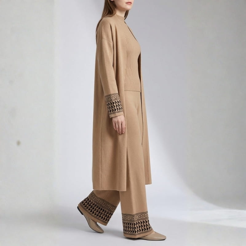 Giuliana Women's 3 Piece Lounge Set – Soft Viscose Wide Leg Pants Cardigan and Top