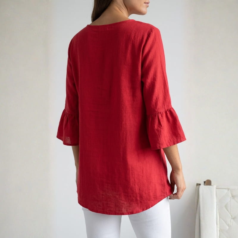 Carisa Linen Button Blouse – Lightweight Breathable Everyday Top