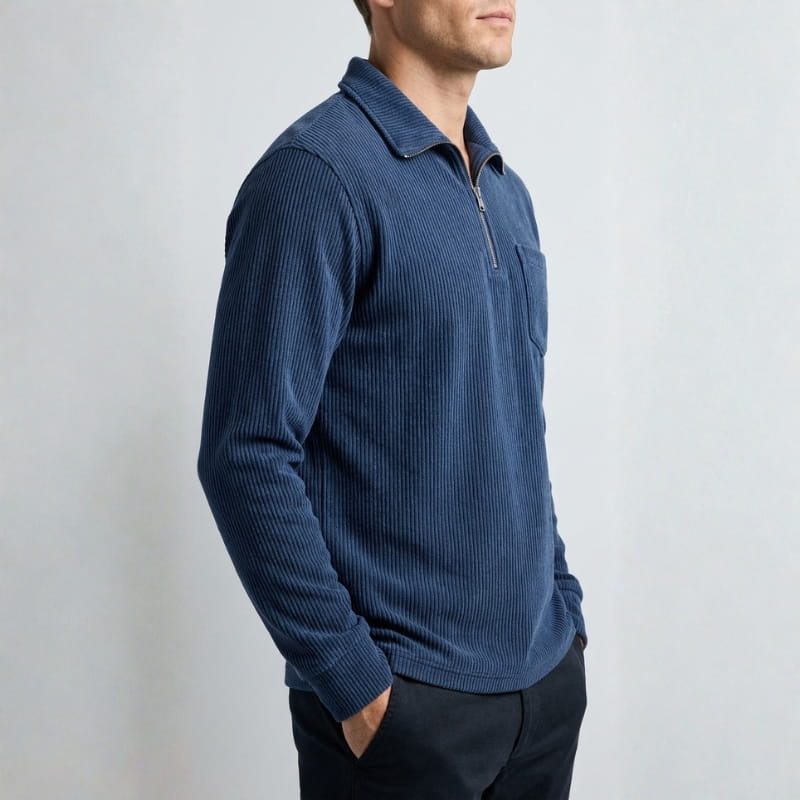 Lucien Corduroy Quarter Zip Polo Shirt – Soft Premium Layering Top