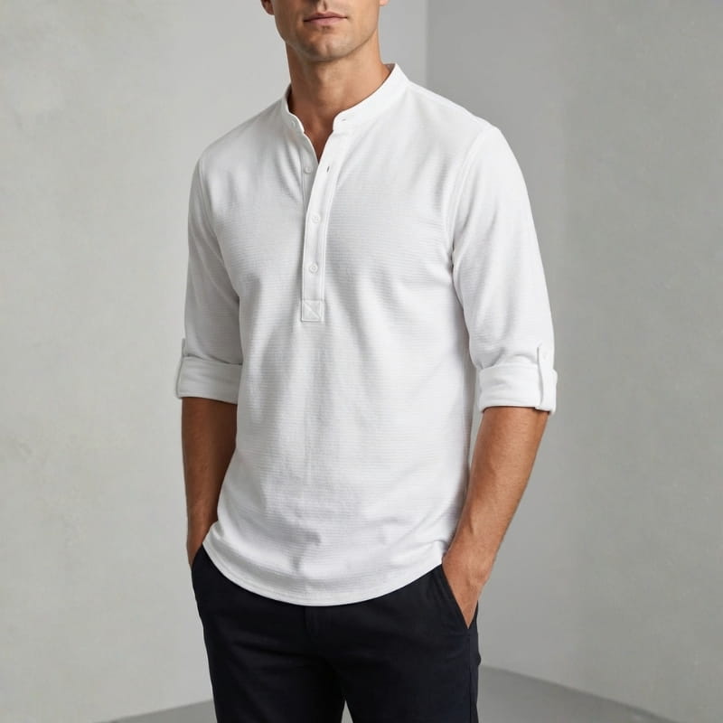 Callen Textured Cotton Henley Shirt – Relaxed Fit Casual Shirt