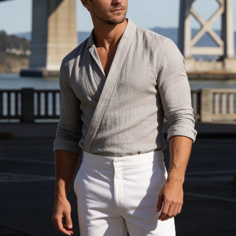 Zachary Cotton-Linen Wrap Shirt – Lightweight European Dress Shirt