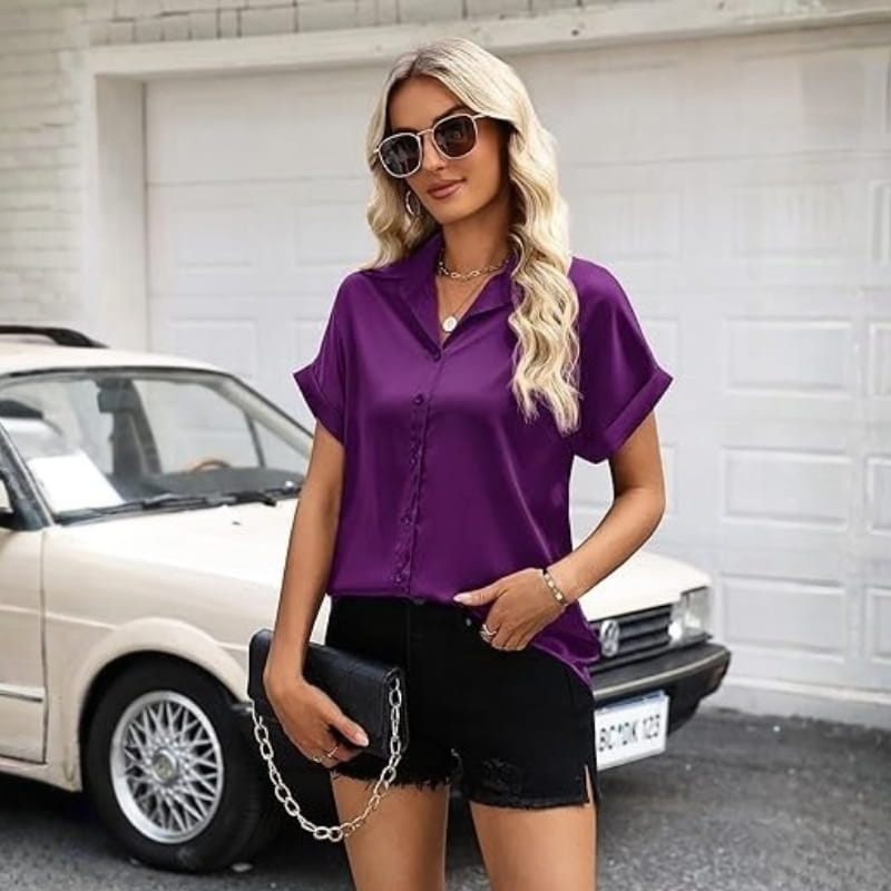 Seraphina Luxe: Premium Silk-Finish Satin Blouse