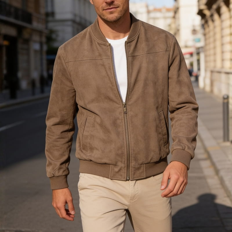 Matteo Woven Cotton Bomber Jacket – Lightweight Casual Jacket
