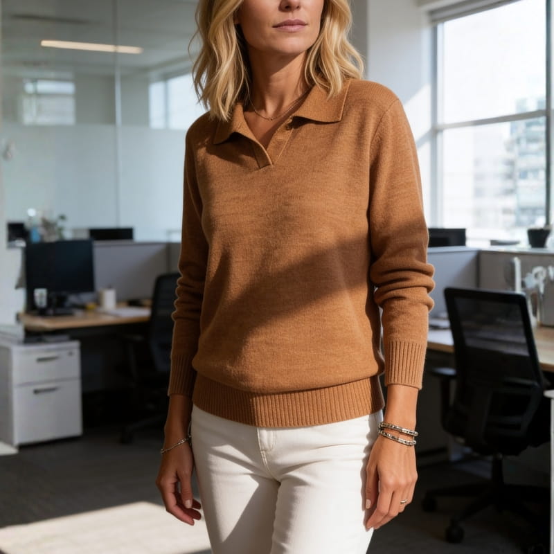 Esmé Soft Stretch Knit Polo Collar Sweater – Everyday Comfort Pullover