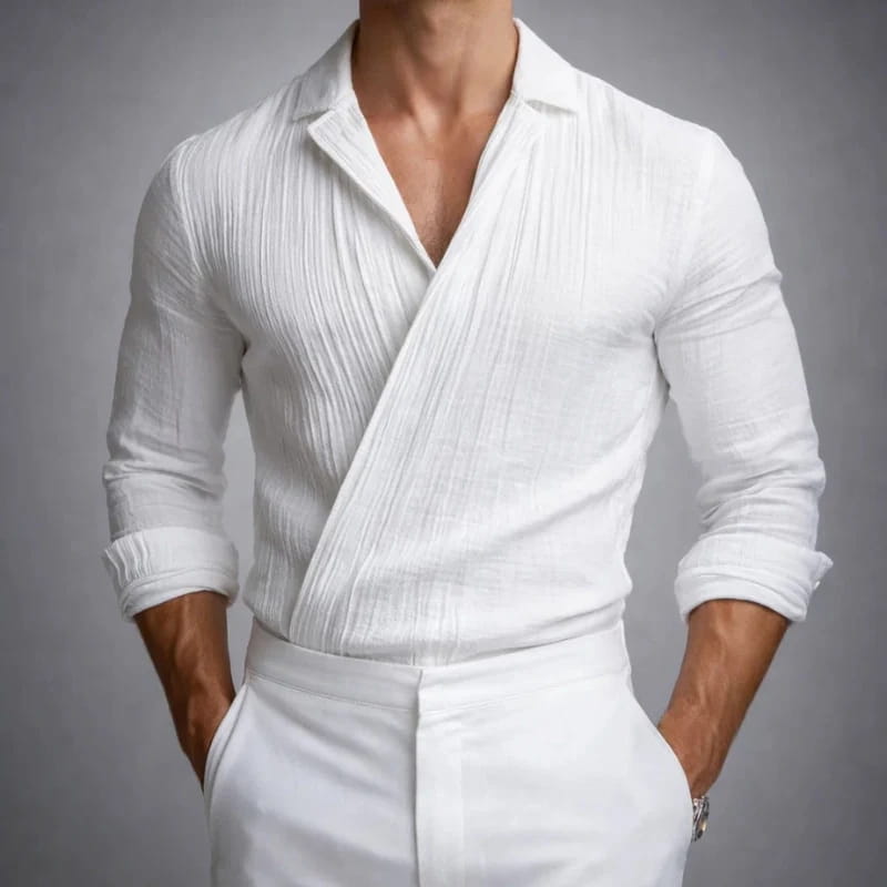 Zachary Cotton-Linen Wrap Shirt – Lightweight European Dress Shirt