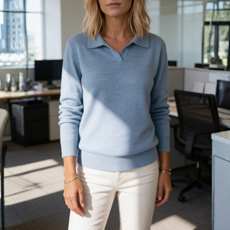 Esmé Soft Stretch Knit Polo Collar Sweater – Everyday Comfort Pullover