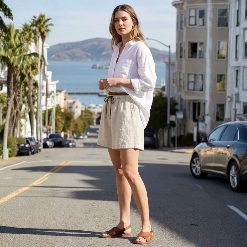Jasmin Linen Drawstring Shorts – Lightweight Casual Summer Shorts