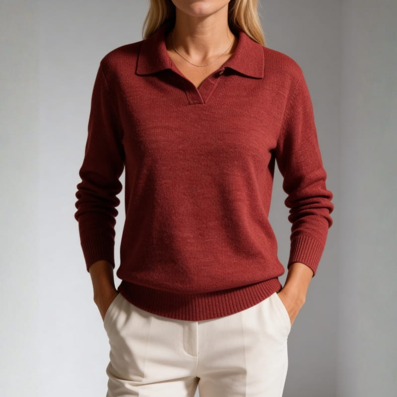 Esmé Soft Stretch Knit Polo Collar Sweater – Everyday Comfort Pullover