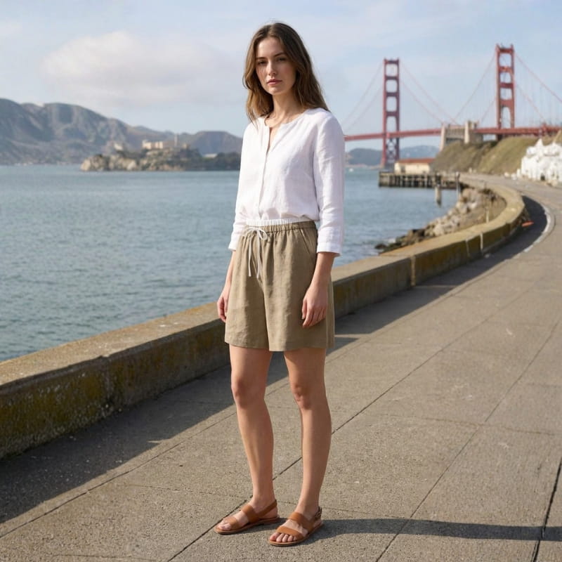 Jasmin Linen Drawstring Shorts – Lightweight Casual Summer Shorts