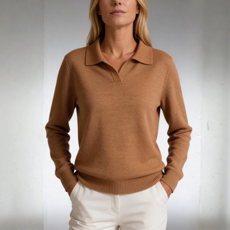 Esmé Soft Stretch Knit Polo Collar Sweater – Everyday Comfort Pullover
