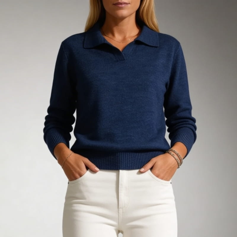 Esmé Soft Stretch Knit Polo Collar Sweater – Everyday Comfort Pullover