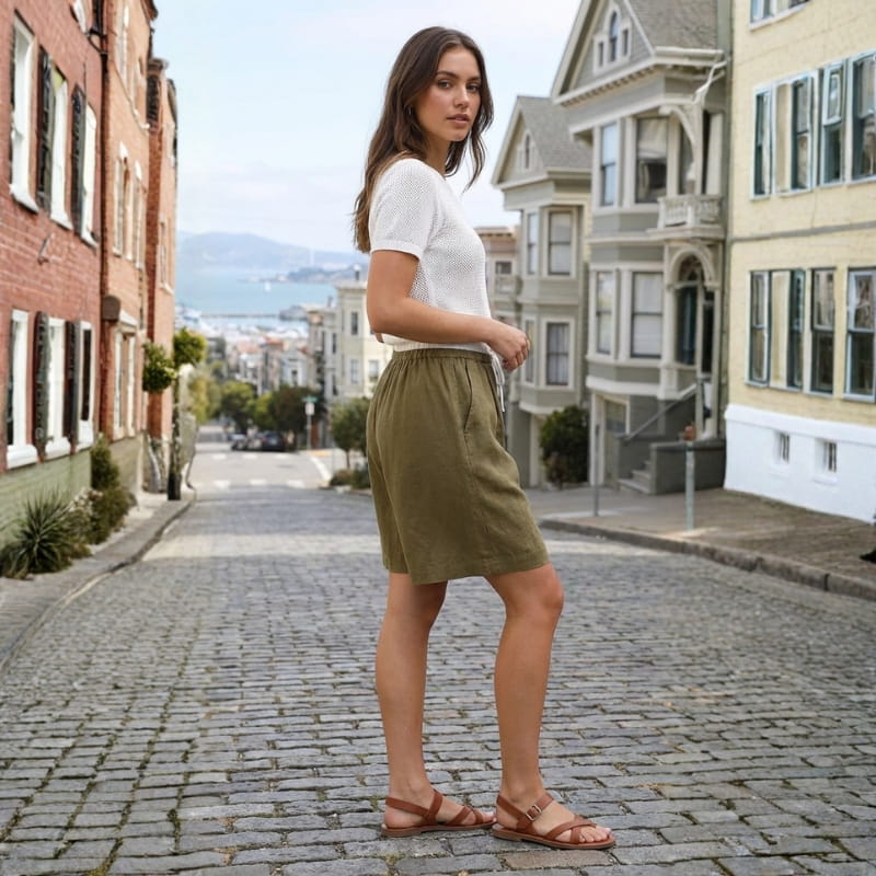 Jasmin Linen Drawstring Shorts – Lightweight Casual Summer Shorts