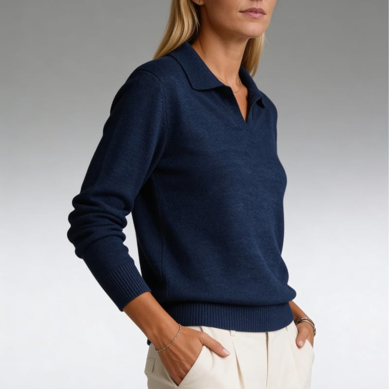 Esmé Soft Stretch Knit Polo Collar Sweater – Everyday Comfort Pullover