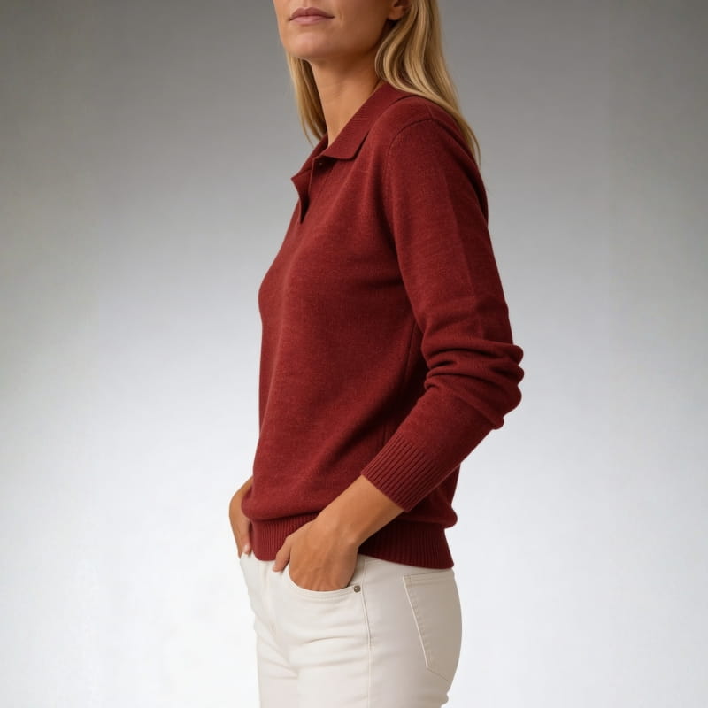 Esmé Soft Stretch Knit Polo Collar Sweater – Everyday Comfort Pullover