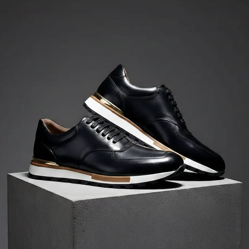 Claudio Genuine Leather Casual Sneakers – Vintage-Inspired Cushioned Lace-Up Shoes
