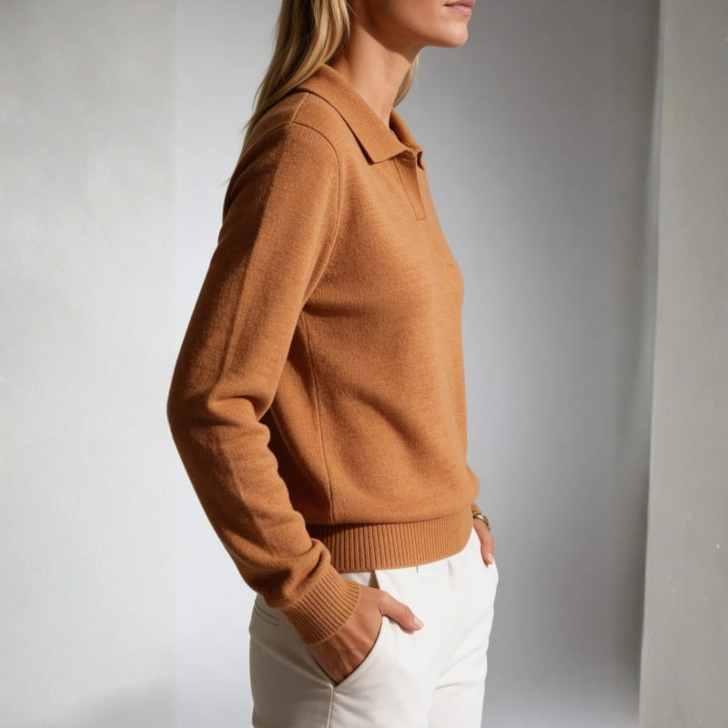 Esmé Soft Stretch Knit Polo Collar Sweater – Everyday Comfort Pullover