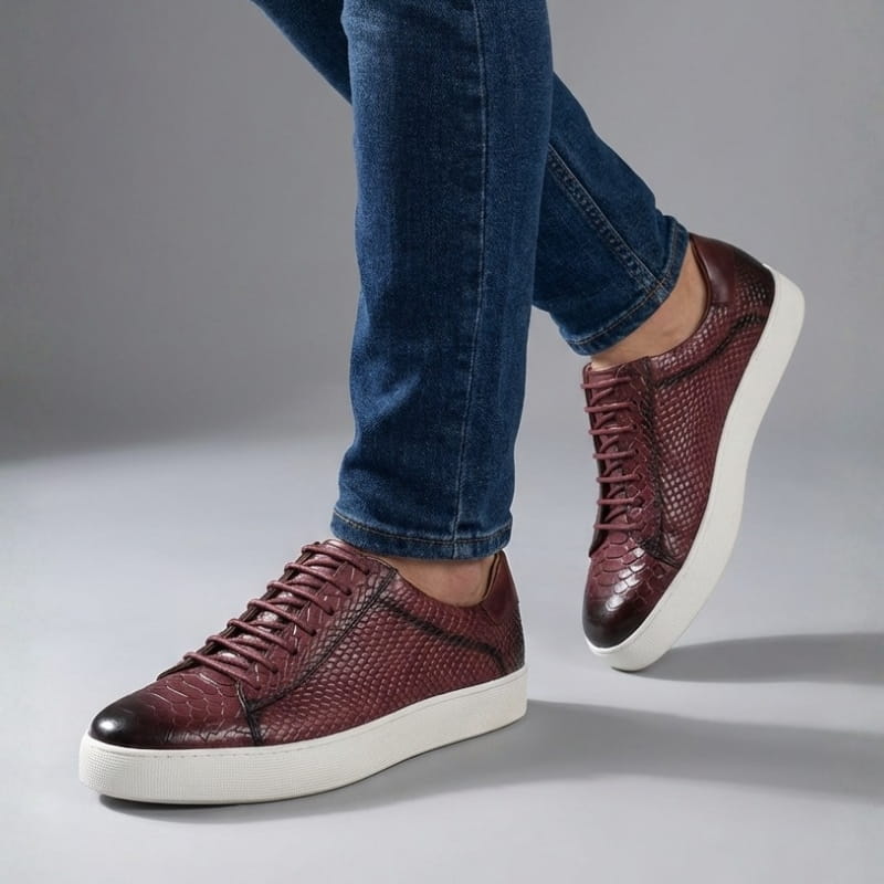 Vincenzo Croc-Embossed Leather Sneakers – Premium Casual Sneakers