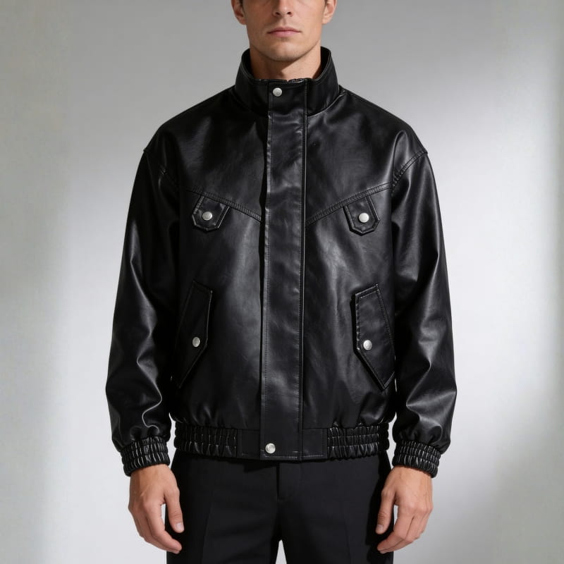 Marco Genuine Leather Bomber Jacket – Soft Durable Casual Outerwear