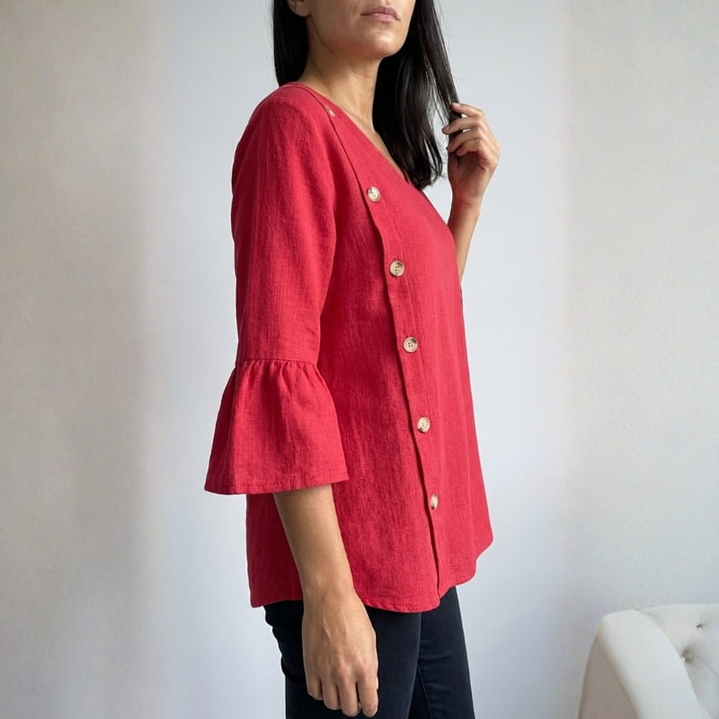 Carisa Linen Button Blouse – Lightweight Breathable Everyday Top
